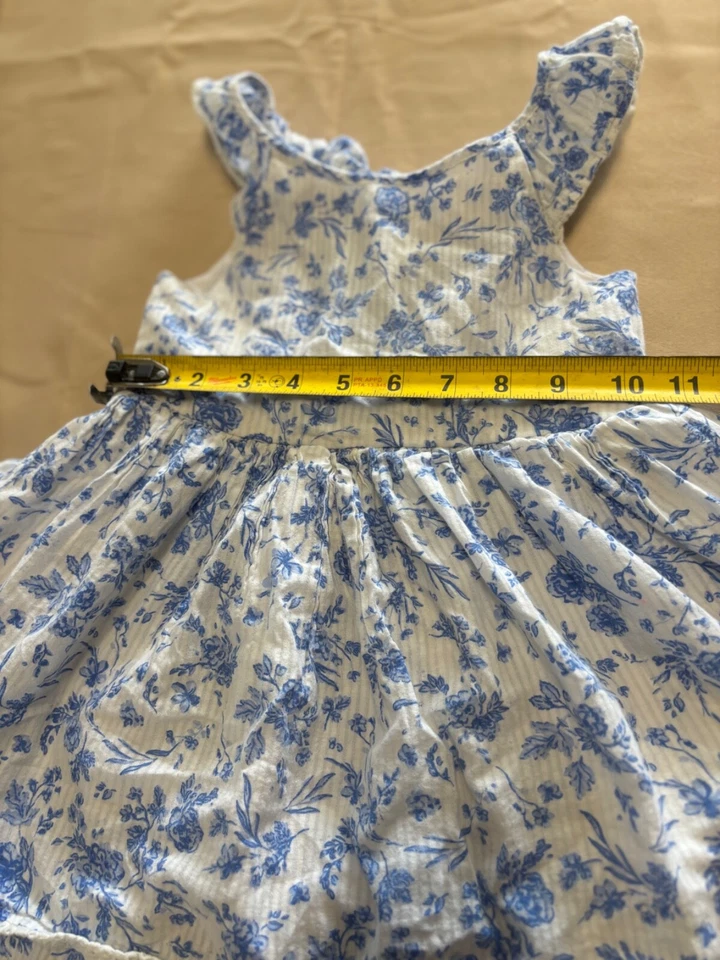 PIPPA & JULIE Dress Blue & White Floral Layered Spring 3T Sundress Cotton - Image 3 of 4
