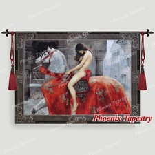 Lady Godiva Medieval Old World Tapestry Wall Hanging, Cotton 100%, 55"x39", US