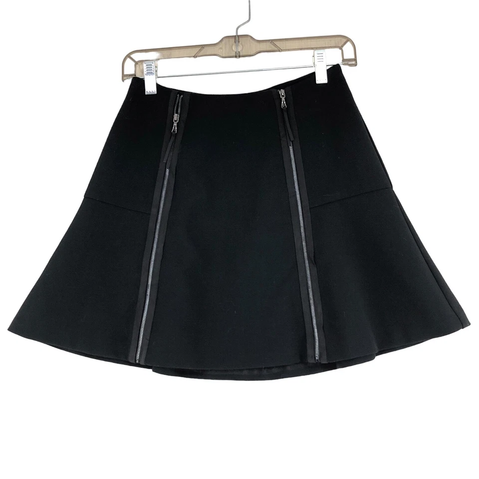 Falda Leifsdottir Anthropologie Mujer Talla Pequeña 0P Línea A Cremallera Pull On Negra Foto 2 de 4