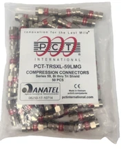 Coaxial RG59 Compression Video cable Connector Fittings PCT TRSXL-59LMG 50pc