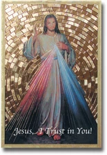 Divine Mercy - Gold Foil Mosaic Plaque (4" x 6") 46E-123