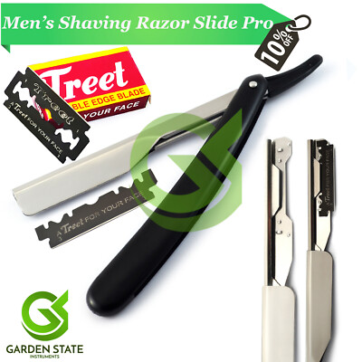 Sliding Razorblade Barber Straight Shaving Razor Slide Latch Man Cut Beard Shave Razor ...