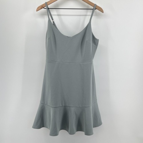 Lulus Women L Stylize Flounce Hem Mini Dress Slate Blue Grey Cocktail Wedding