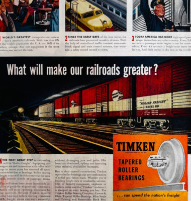 1947 American Railroads Werbung Zug Rundreise zum Mond DWWW6