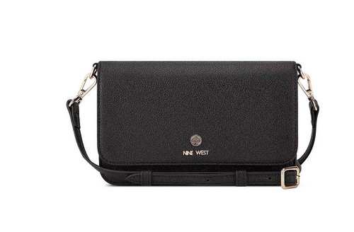 NINE WEST Lockup 9 women's phone crossbody wallet - Black - Picture 2 of 5