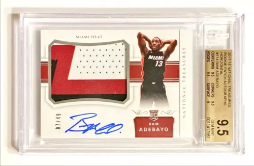 2017-18 Panini National Treasures BAM ADEBAYO #7/49 Rookie Patch Auto BGS 9.5/10