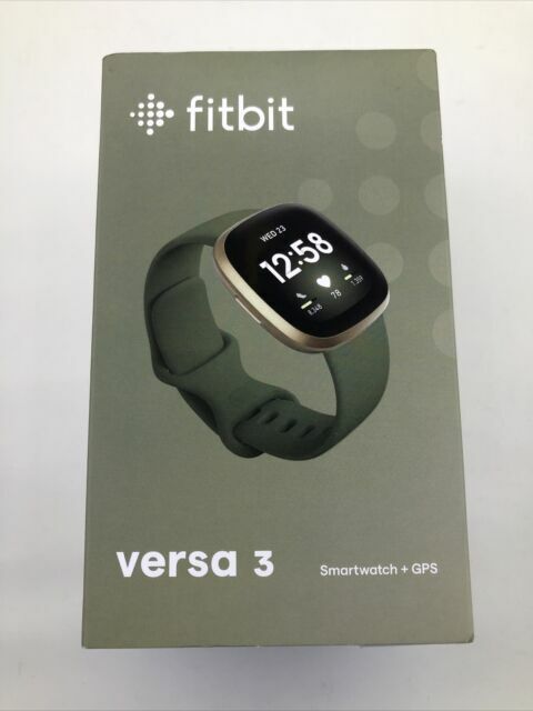 Fitbit+Versa+3+-+Soft+Gold+Aluminum%2FOlive+Case+Green+Sillicone+Strap+%28GPS%29  for sale online