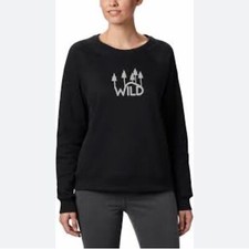 Columbia Mountain Graphic Sweatshirt Womens Size L Black Nature Athletic Cabin