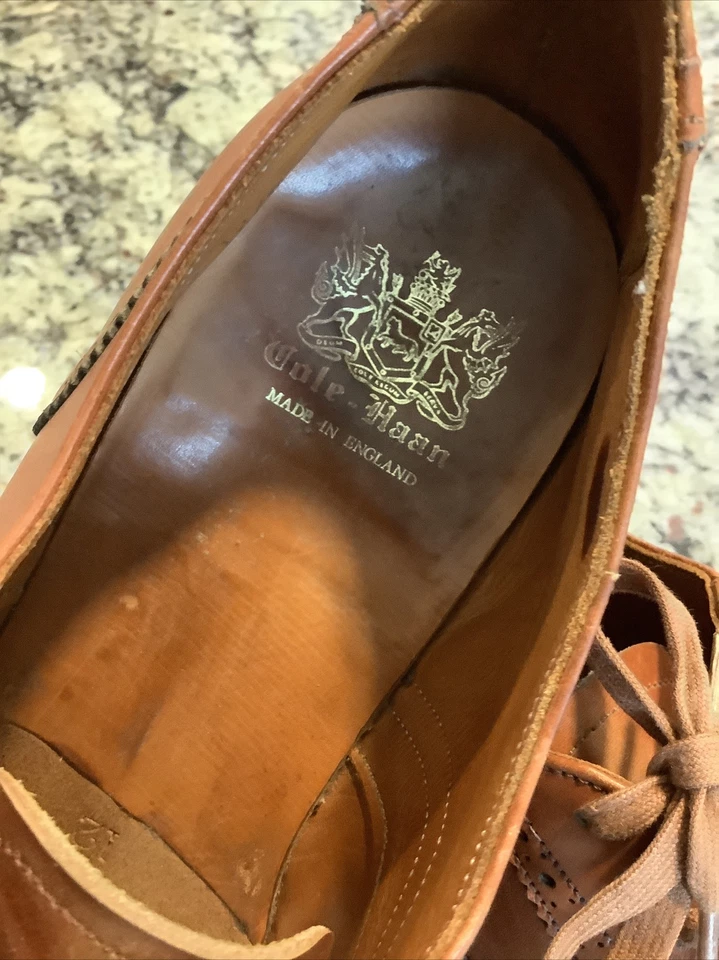 MADE IN ENGLAND COLE HAAN WINGTIP SHOES 12d Crocket Jones Edward Green - Image 2 of 4