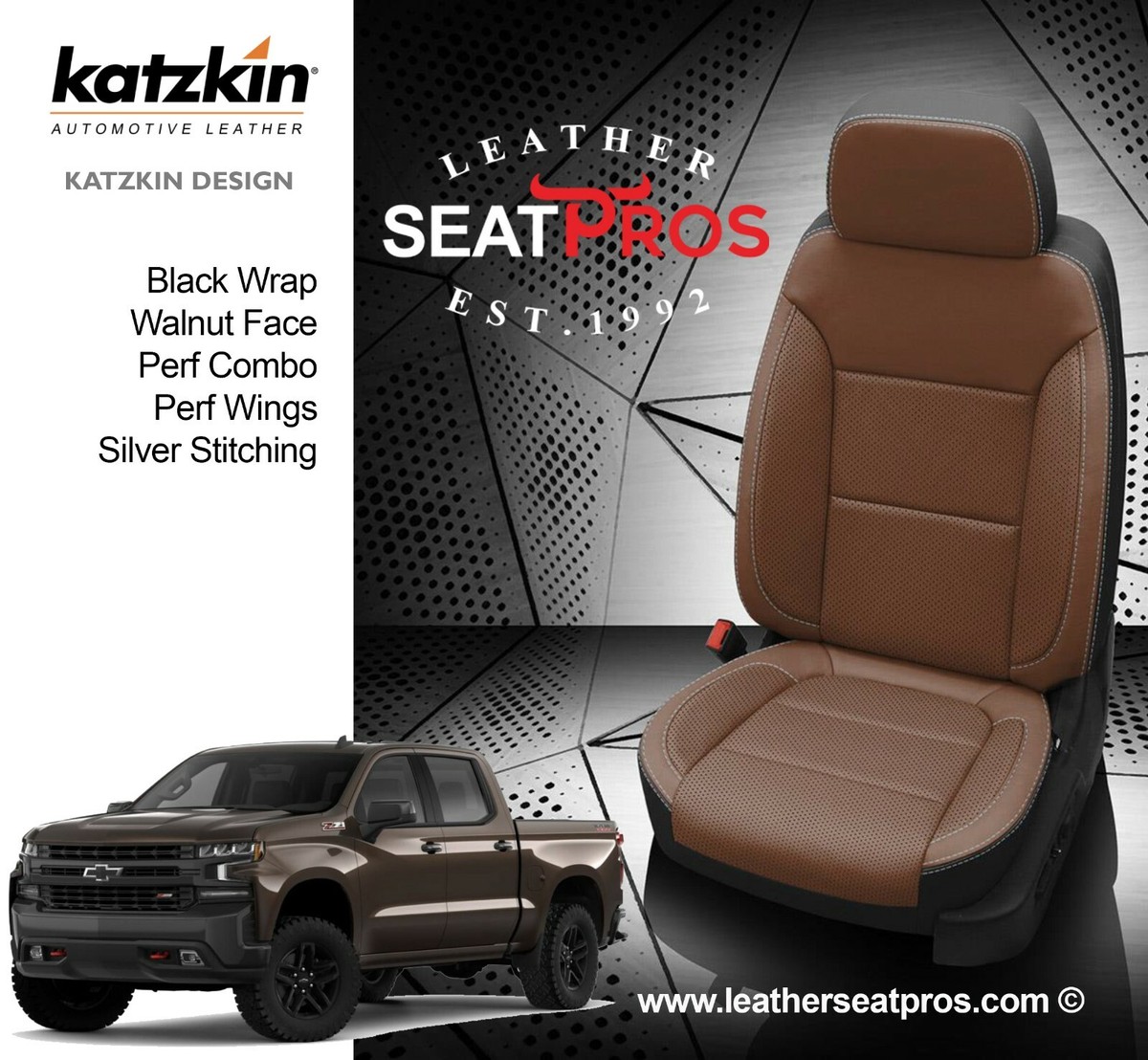 Katzkin Leather Seat Covers 19-22 Silverado Crew Double Cab Black