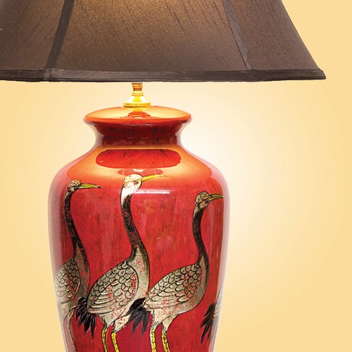 Red Ceramic Lamp Oriental Chinese Porcelain Table Lamp M8604D eBay