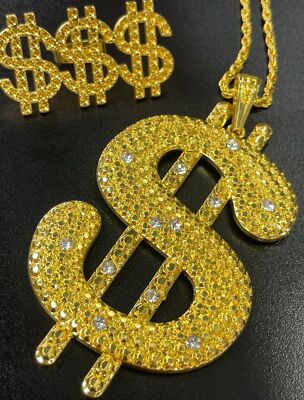 Gold Chain Costume Gold Bling Costume Jewellery Set - Chains, Rings,  Necklace For Fancy Dress & Parties, Mens/Unisex By Stylex Party Gold Plated  Chains For Men