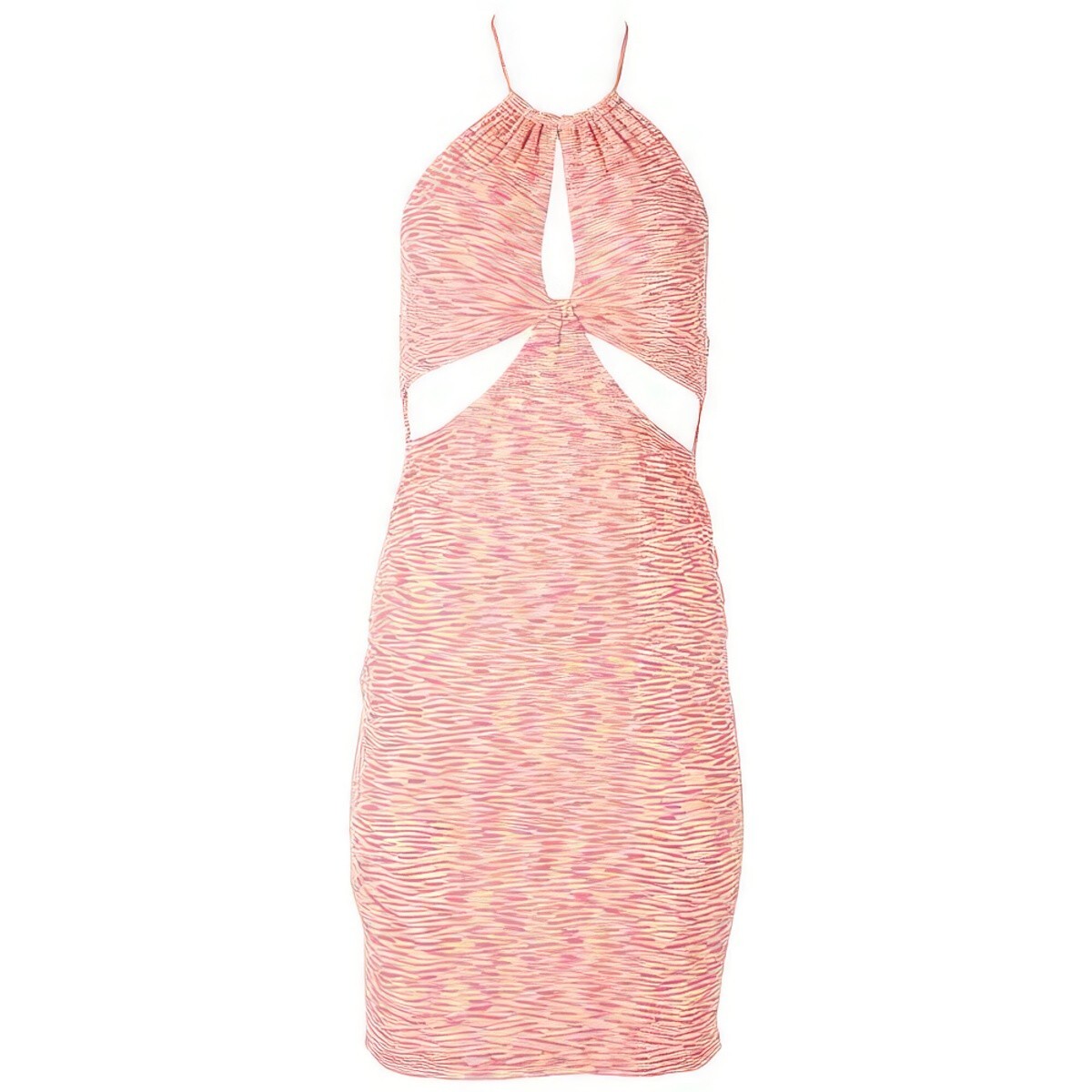 pink and orange cut out dress Bandeau Cut Out Detail Mini Bodycon Dress In Orange Multi Print | EGO US