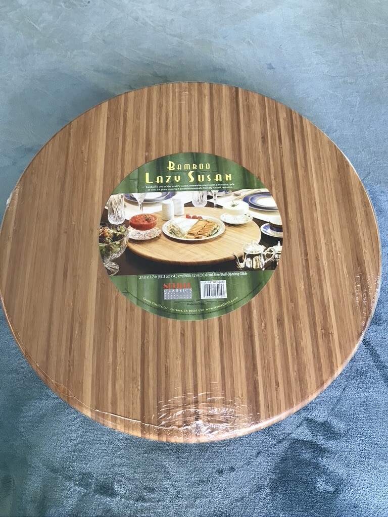 Seville Classics BAMBOO LAZY SUSAN  w/ Steel Ball-Bearing Swivel Base 21" LARGE