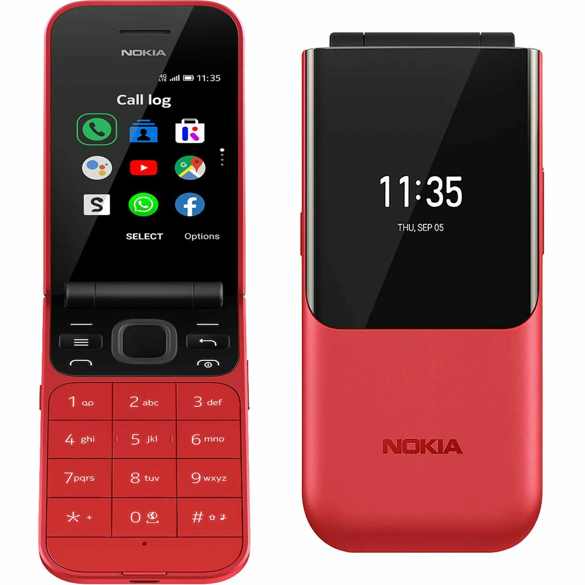 BNIB Nokia 2720 Flip Dual sim 4GB Red Factory Unlocked Classic 2G Model