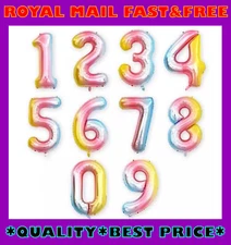 30" Giant Foil Rainbow Number Balloons 0-9 Air Helium Birthday Party Balloon Age