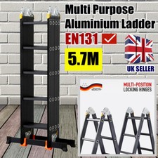 5.7M Multi Purpose Extension Folding Aluminum Ladder Step Multi Function Tool UK