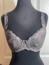 Alegro Lingerie Padded 30F Lily Lace Overlay Lined Underwire Grey Bra 9005