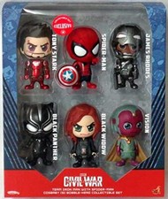 Team Iron Man Spiderman 6er Set Figuren Civil War Captain America Cosbaby Grö...