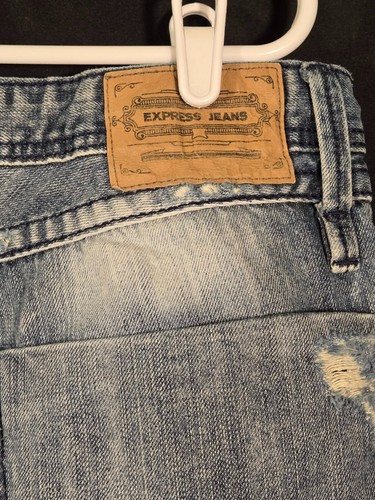 Express Rocco Slim Fit Low Rise Straight Leg Denim Jeans Men’s 36x30 Distressed - Picture 9 of 17