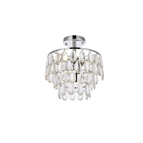 Elegant Lighting Mila 12" Iron and Crystal Flush Mount in Chrome - Picture 3 of 8