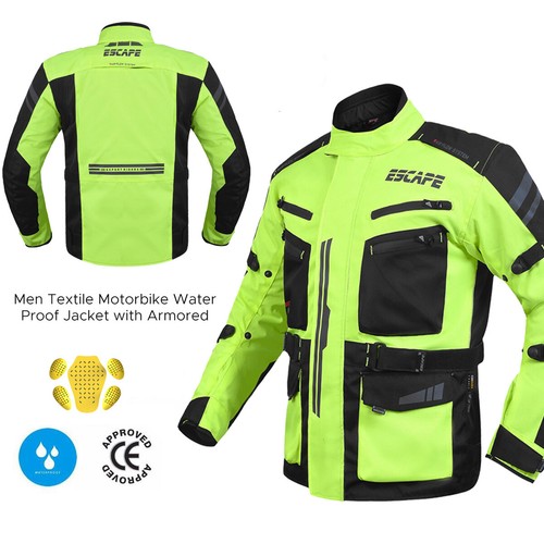 Mens Durable Waterproof motorcycle Jacket for adventures CE Armor Riding Jacket - Picture 12 of 38
