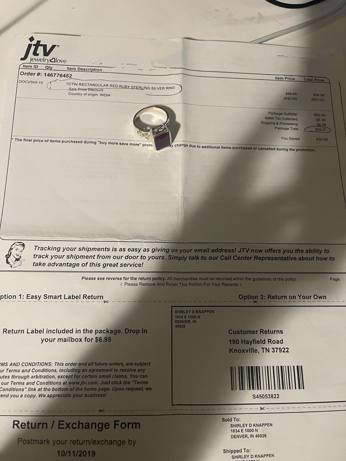 Rectangular Dark Red Ruby 925 Sterling Silver Rin… - image 10