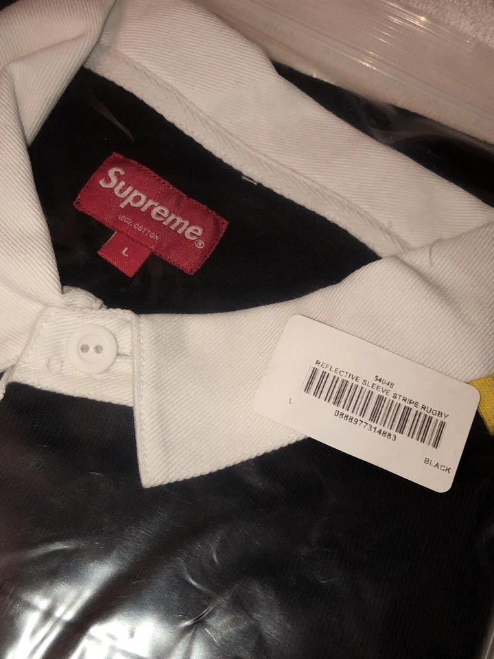 Supreme Reflective Sleeve Stripe Rugby Sz Large L/S Brand New - Image 2 of 3