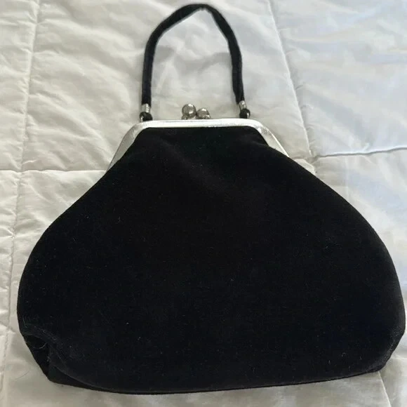 Cartera Formal Vintage Terciopelo Lujo Bordado Rosas Negro Rojo Bolsos de Mano  Foto 2 de 4