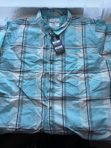 Weird Fish 3XL Light Blue/Black Check Shirt 100% Cotton