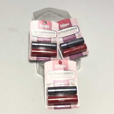 Blistex Lip Expressions Touch of Shine and Tint w Mirror 3 Pk 2 ct Total 6 Tubes