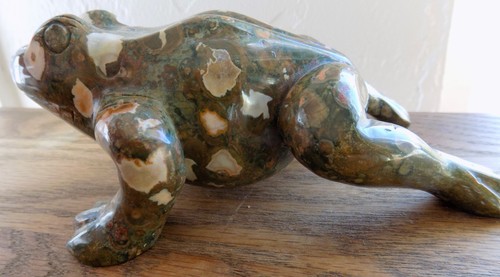 6.5'' AUSTRAILIAN RAINFOREST JASPER LARGE FROG REPTILE CARVING 6459 - Picture 4 of 12