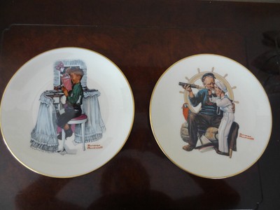 Set of 2 Norman Rockwell Plates  SHIP AHOY & DEAR DIARY Gorham Fine China.