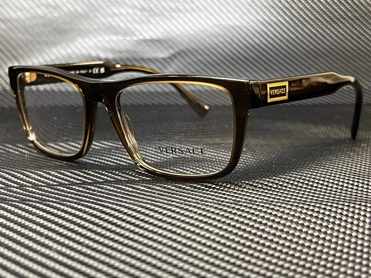 VERSACE VE3277 200 Transparent Green Demo Lens Men Pillow Eyeglasses 55 mm