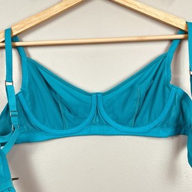 Studio La Perla teal mesh unlined underwire bra, 36C.