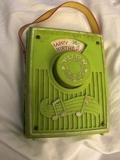 Vtg 1970 Fisher Price Pocket Radio Music Box plays Happy Birthday