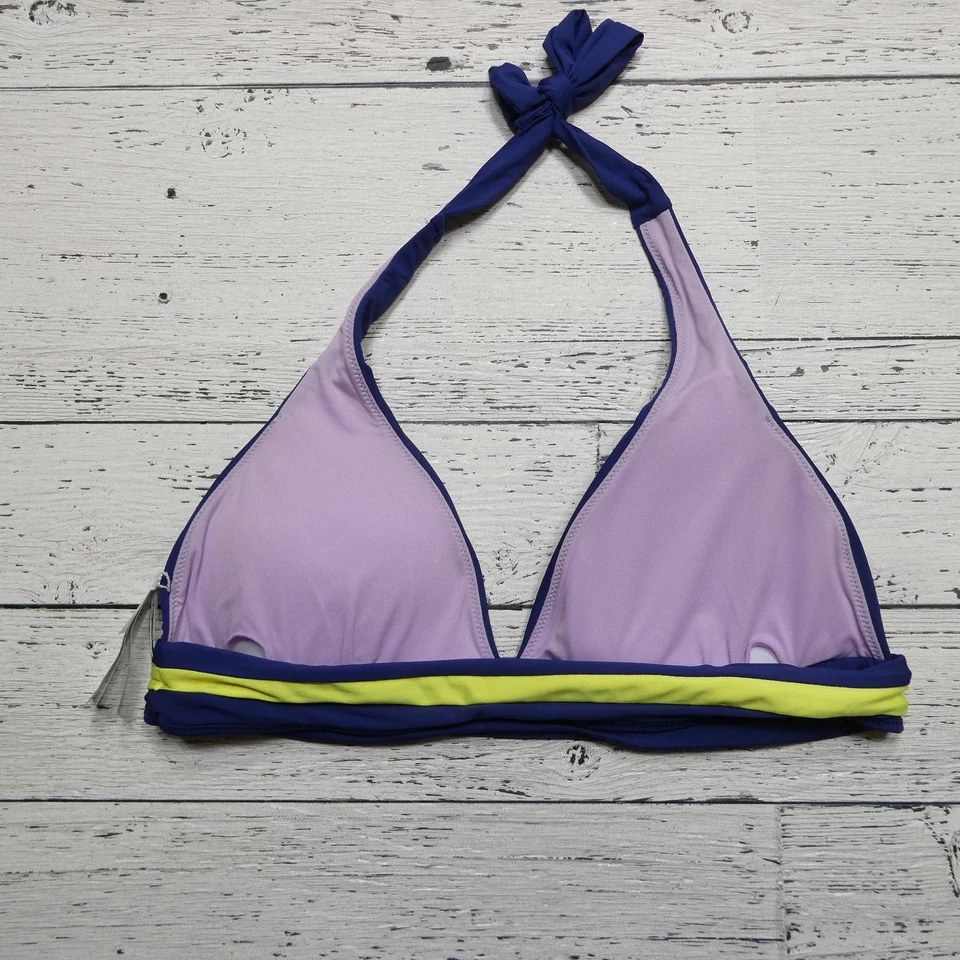 Top de bikini Seafolly para mujer 16 EE. UU. 12 púrpura azul amarillo halter traje de baño Australia Foto 4 de 4