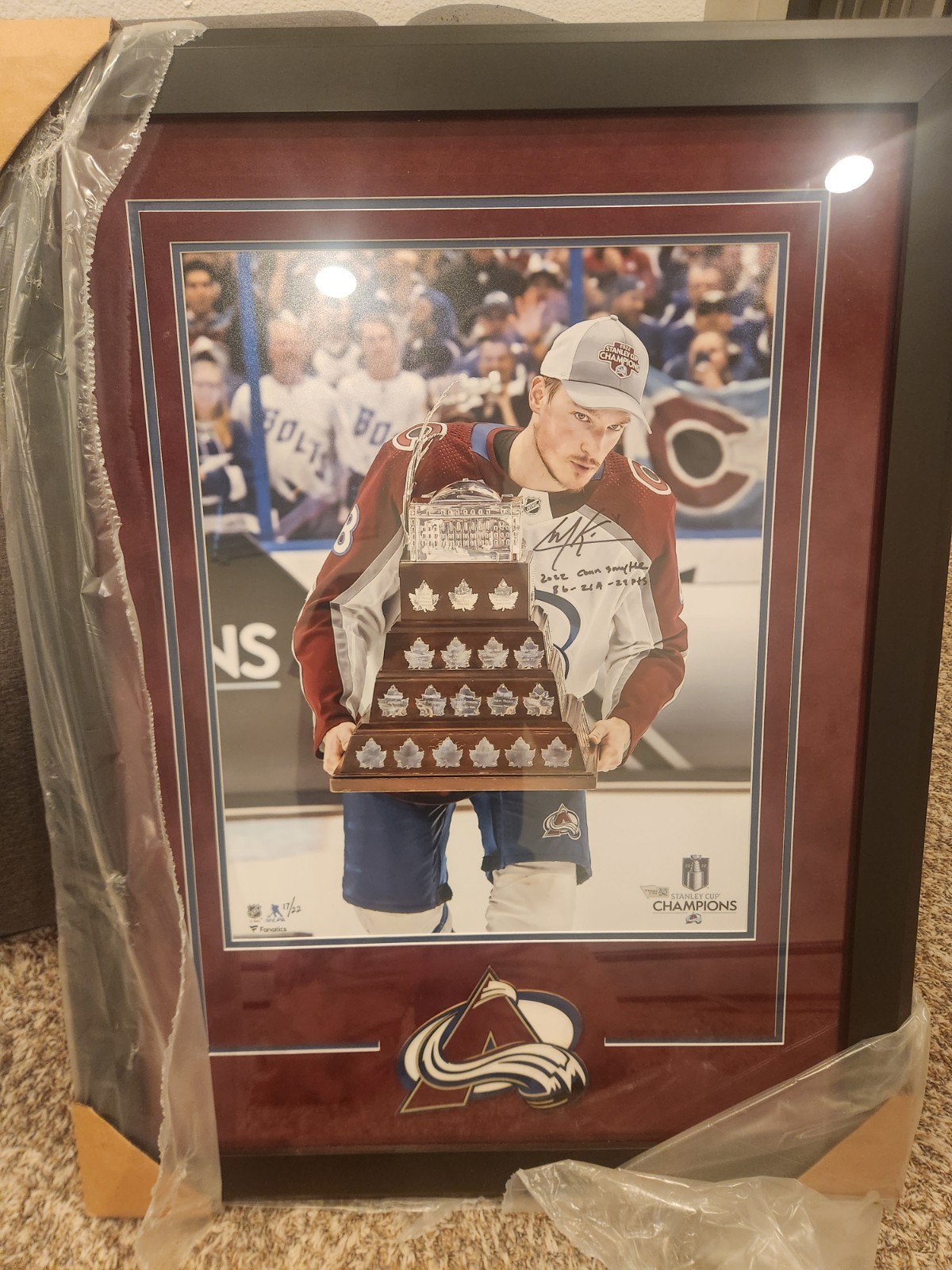 Cale Makar Colorado Avalanche Autographed 2022 Conn Smythe Award Limited #17/22