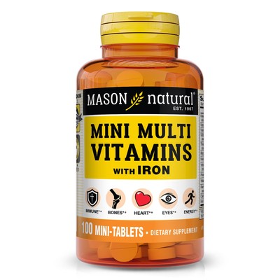 MASON NATURAL Daily Mini Multi Vitamins with Iron, Vitamins A, C, D, E, B1, B...
