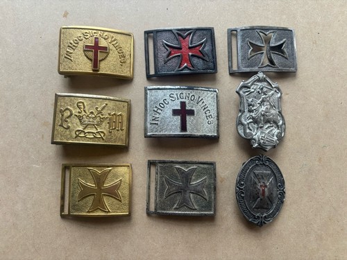 Lot Of 9 Fraternal Masonic Freemasons Belt Buckles Commanders