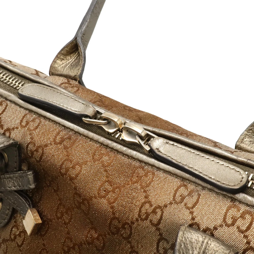 Bolso de Hombro GUCCI GG Lona Corazón Bit Bolso de Mano Cuero Cordero Bronce Brillante Foto 4 de 4