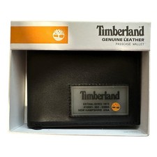 Timberland Genuine Leather Passcase Wallet Black New In Box