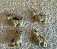 1" Miniature Dog Figurines - Lot of 4 - Japan 1950s 2 x Scottie, Bulldog