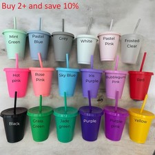 16oz Reusable Tumbler Cups with Lid & Straw Party Festival Gift UK