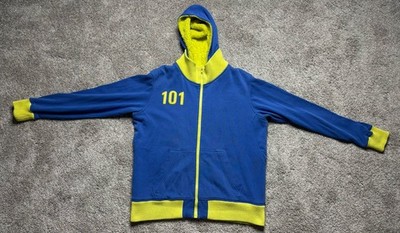 Fallout 3 Vault 101 Jacket Zip Hoodie Bethesda Men s XL Blue Yellow