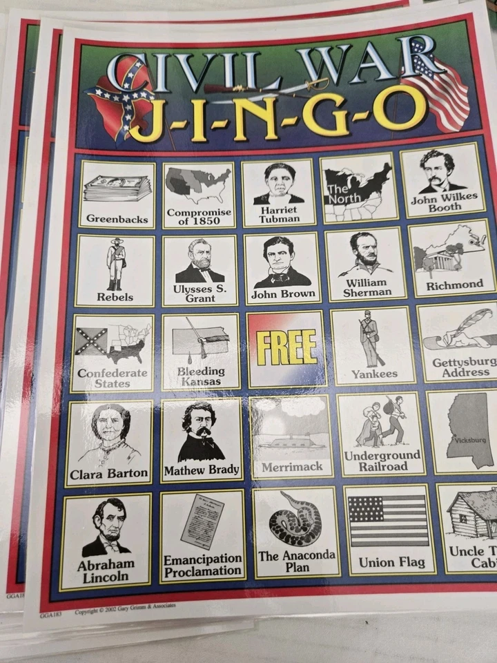 Civil War Jingo Bingo Style Game 2-30 Players FREE SHIPPING - Image 4 of 4