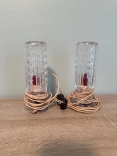 Vintage Art Deco Bullet Torpedo Skyscraper Glass Boudoir Table Lamps