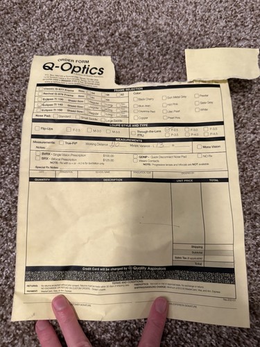 Q-Optics Dental Loupes, prismatic, Adjustable Gray Metal Frame Clear Lens