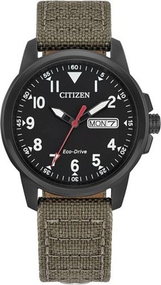 CITIZEN EcoDrive Weekender Garrison Mens Black Wrist Watch BM818607E G1N