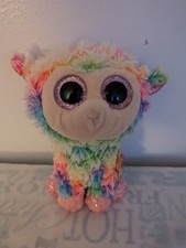 Ty Beanie Boos NWT Daffodil Colorful Rainbow Lamb 6" Glitter Eye 2018 New MINT